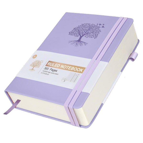 Leather Journals ruled 365 Pages A5, Pink Hardcover for Women, Men, Note Taking, Writing, 5.75'' X 8.38'' Purple