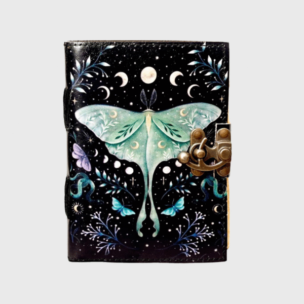 leather journal (48) Book of Shadows Journal Luna Moths and Morpho Butterfly Print Diary